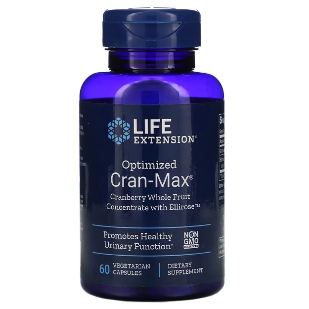 Cran-Max, Cranberry 250mg com Ellirose, 60 Cápsulas, Life Extension