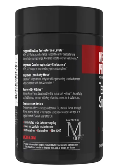 Testosterone Support, Ashwagandha e Peperine, 120 Capsulas,  Weider Prime