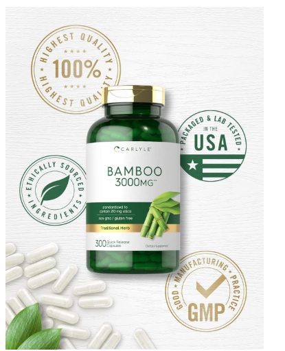Bamboo 3000mg, Extrato de Bambu, 300 Cápsulas, Carlyle
