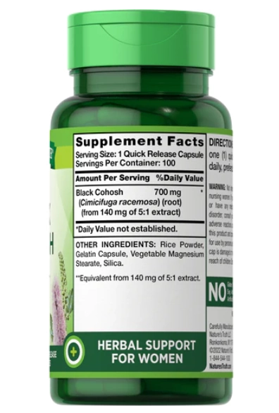 Black Cohosh, 700mg, 100 cápsulas de liberação rápida, Nature's Truth