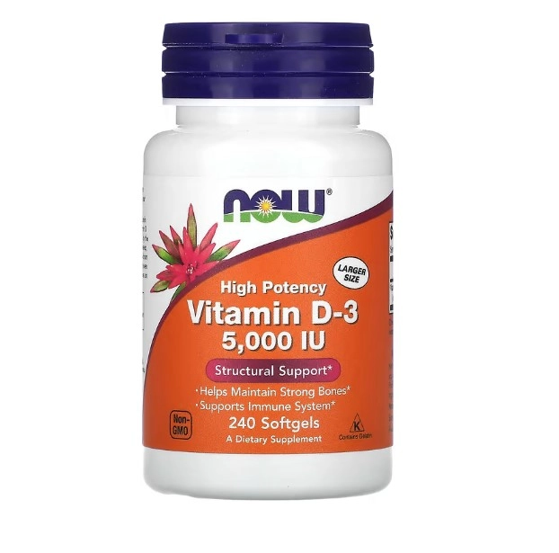 Vitamina D3, 5.000IU, 240 Softgels, Now