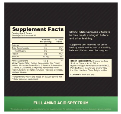 Superior Amino 2222, 160 Comprimidos, Optimum Nutrition