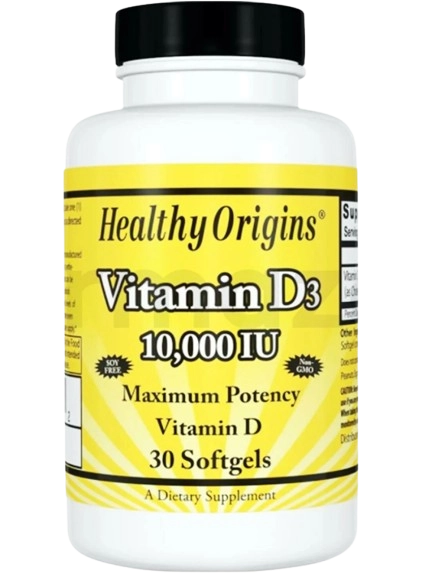 Vitamina D3 10,000UI, 30 Softgels, Healthy Origins