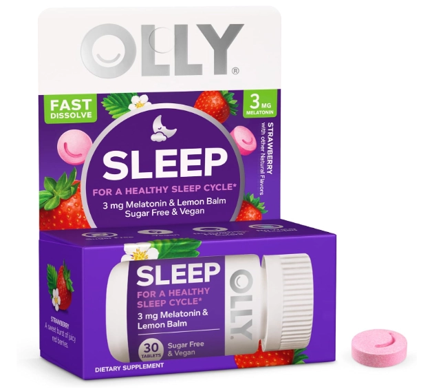 Melatonina 3mg, 30 Comprimidos Fast Dissolve, Sabor Morango, OLLY