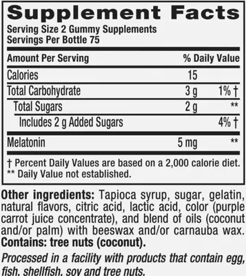 Melatonina 5mg, 150 Gomas Sabor Blackberry, Vitafusion