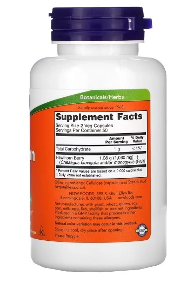 Hawthorn Berry, (Baga de Espinheiro) 540 mg, 100 Cápsulas, Now