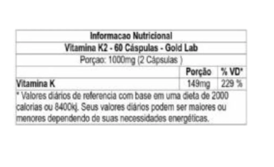 Vitamina K2, 60 Cápsulas, Gold Lab