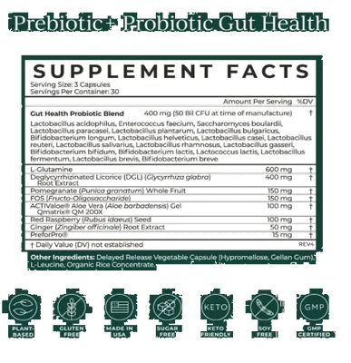 Probiótico + Prebiótico, Saúde intestinal e Saúde Digestiva, 90 Cápsulas, Cymbiotika