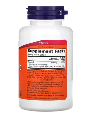 Vitamina Sun-E 400UI, 268mg, 120 Cápsulas, Now