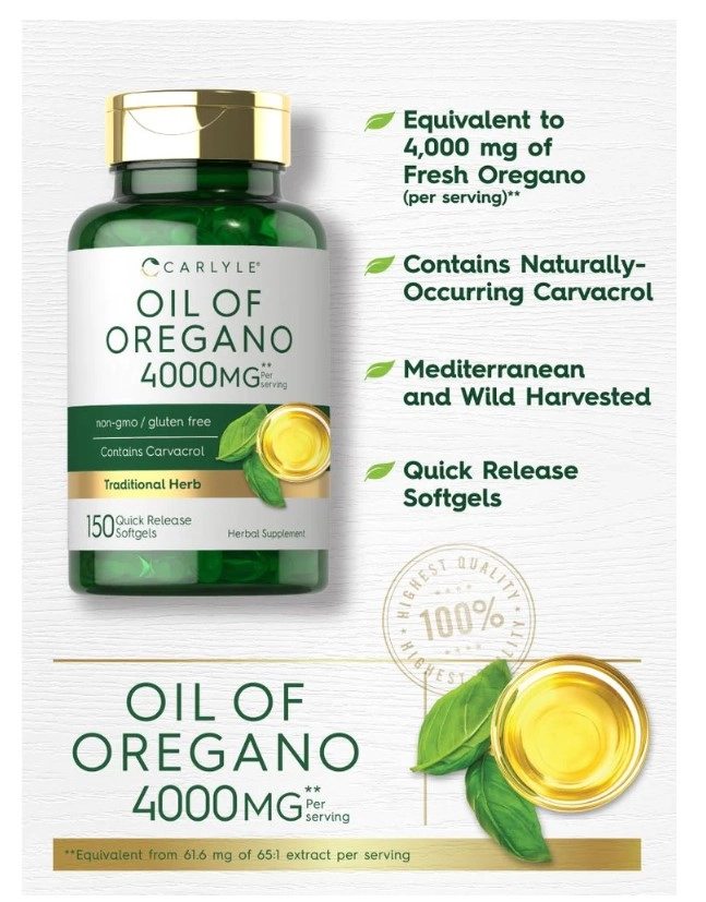 Óleo de Orégano, 4000mg, 150 Cápsulas, Carlyle