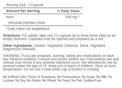 Noni, 400mg, 100 cápsulas,