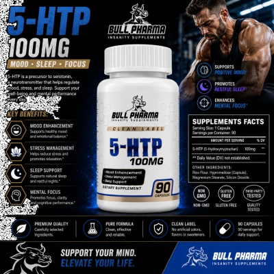 5-HTP 100mg, 90 Cápsulas, Bull Pharma