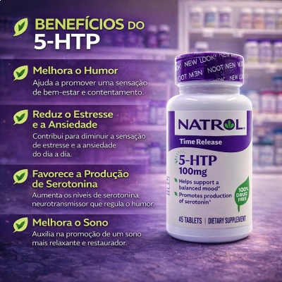 5-HTP, liberação prolongada, ultra-forte, 100 mg, 45 tabletes, Natrol
