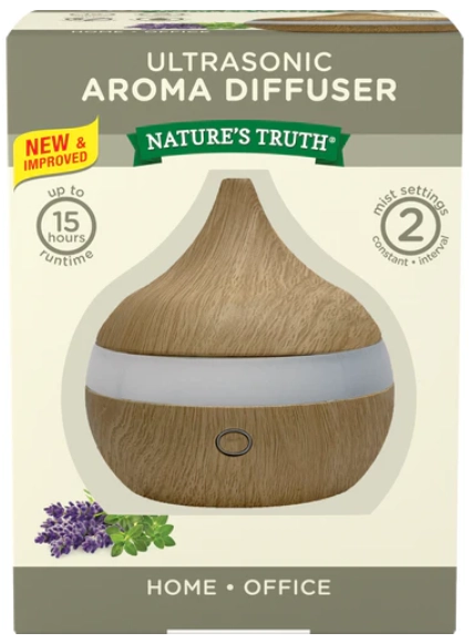 Difusor de Aroma ultrassônico, Folheado de Madeira, Nature's Truth