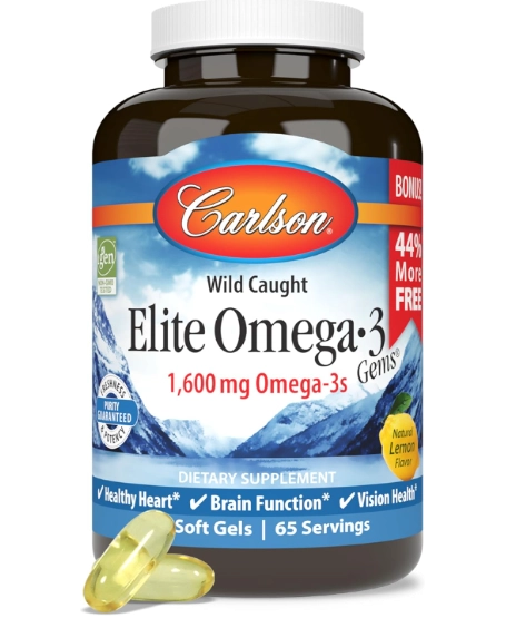 Ômega-3 1600mg, Óleo de Peixe Selvagem Norueguês, 130 Cápsulas Sabor Limão, Carlson