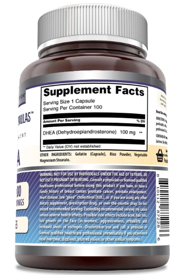 DHEA 100mg, 100 Cápsulas, Amazing Formulas