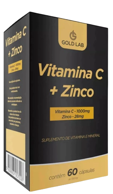 Vitamina C 1000mg + Zinco 28mg, 60 Cápsulas, Gold Lab 