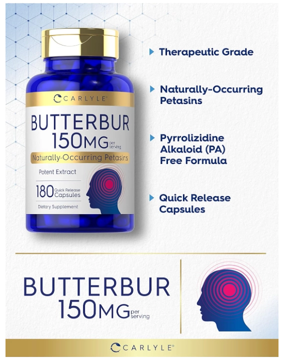 Butterbur 150mg Suporte Neurológico, 180 Cápsulas, Carlyle