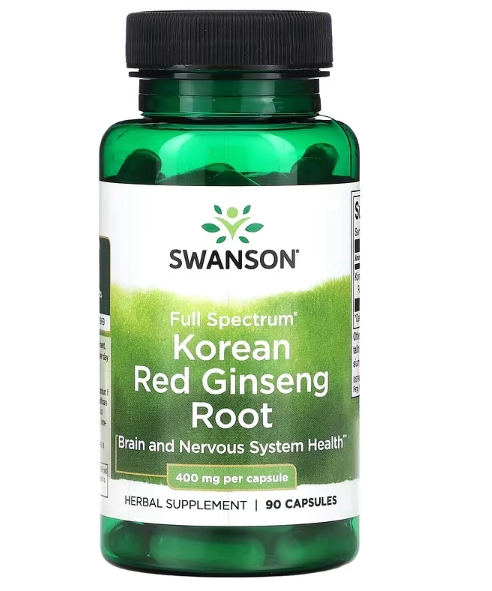 Raiz de Ginseng Vermelho Coreano Full Spectrum, 400mg, 90 Cápsulas, Swanson