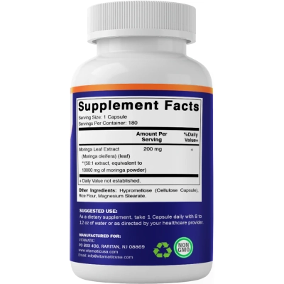 Moringa Extra Strength, 10.000mg, 180 Cápsulas, Vitamatic