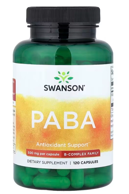 PABA 500mg, 120 Cápsulas, Swanson 