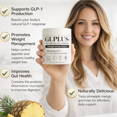 Akkermansia GLP-1, Pineapple Mango Gummies, 60 Gummies,GLPLUS+ 