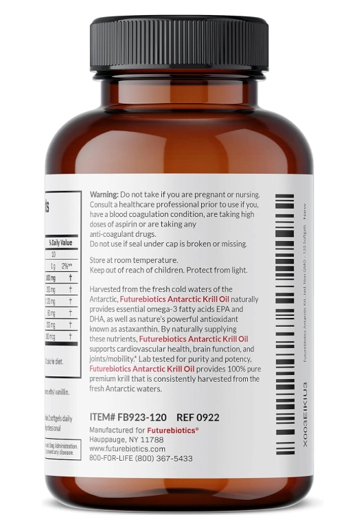Óleo de Krill Antártico 1000mg, 250 Cápsulas, Futurebiotics