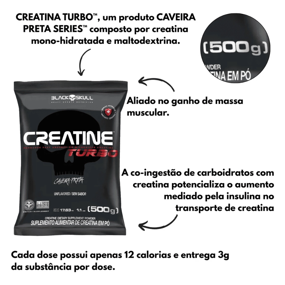 Creatina Turbo Refil, 500g - Black Skull