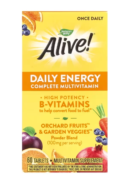 Multivitamínico Completo Alive! Energia Diária,  60 Comprimidos, Nature's Way
