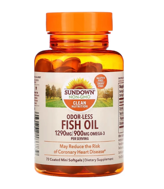 Fish Oil, Óleo de peixe sem odor, 900mg, 72 cápsulas, Sundown, Promocao, Vencimento Proximo 31/07/2025
