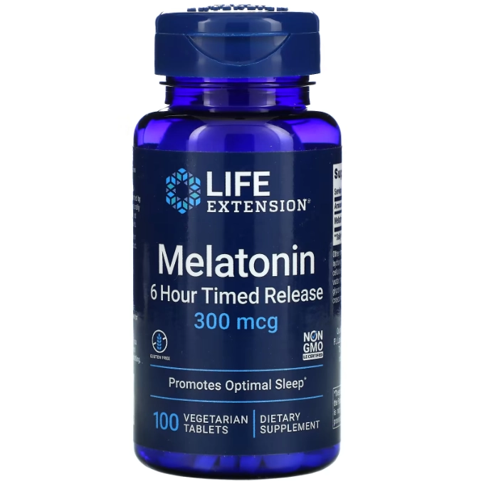 Melatonina, 300mcg, Time Release, 100 Comprimidos, Life Extension