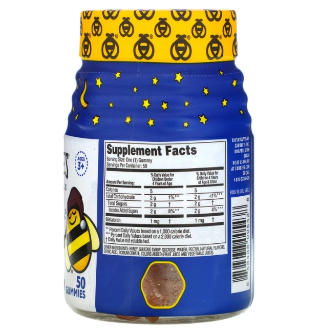 Melatonina Kids 1mg, 50 Gomas Sabor Natural de Frutos Silvestres, Zarbee's