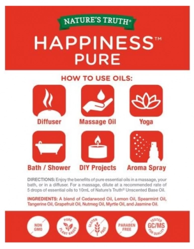 Óleo Essencial Happiness,  Aromatherapy, 15ml, Nature's Truth