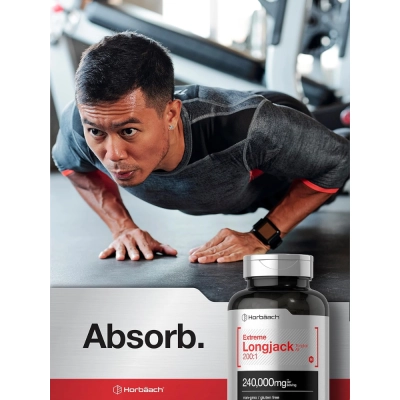 Extreme Longjack, 240,000mg, Fórmula de Testosterona, 120 cápsulas, Horbaach