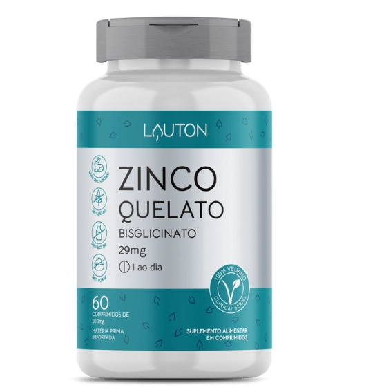 Zinco Quelato, 29mg, 60 comprimidos, Lauton Nutrition