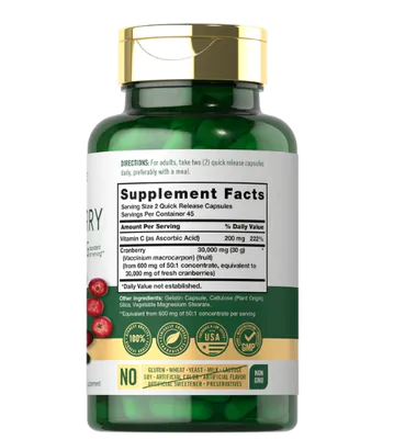 Cranberry concentrado, 30,000mg, 90 cápsulas, Carlyle