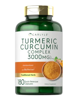 Curcumina de cúrcuma com BioPerine, 3000mg, 180 Cápsulas, Carlyle