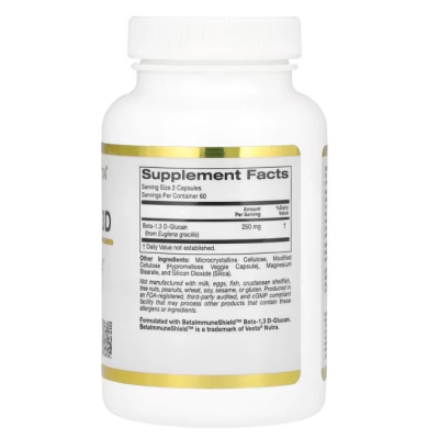 Betaglucano de Algas 125mg 1,3D, 120 Cápsulas, California Gold Nutrition