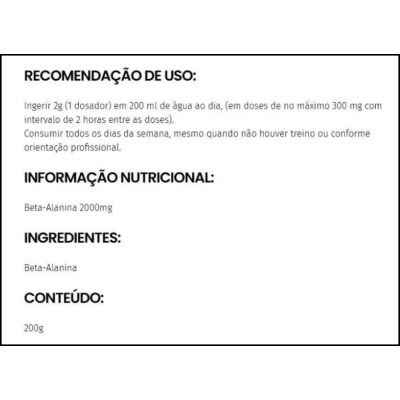 Beta Alanina, 100% Pura, Sem Sabor 200g, FNB