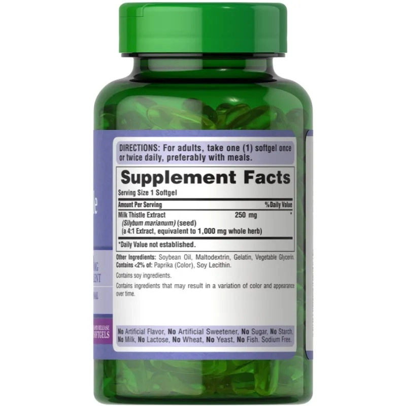Milk Thistle, 1000mg, 180 cápsulas, Puritan's Pride