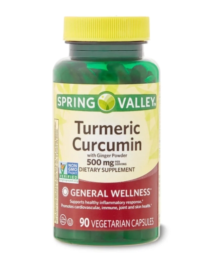 Cúrcuma, 500mg, Com 50mg de Gengibre em Pó, 90 Cápsulas, Spring Valley
