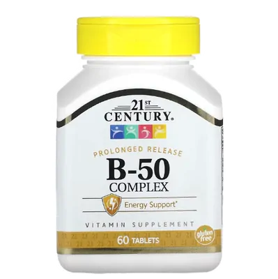 Complexo B-50, 60 Comprimidos de Liberação Prolongada, 21st Century