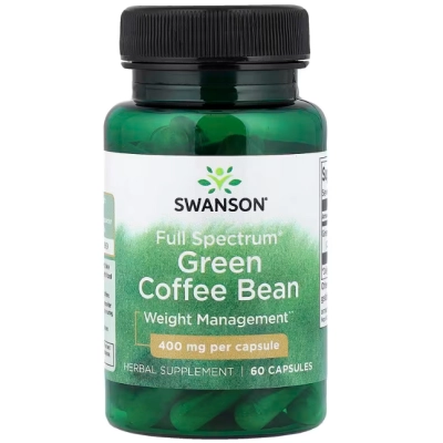 Green Coffee Bean 400mg, Grão de Café Verde, 60 Cápsulas, Swanson