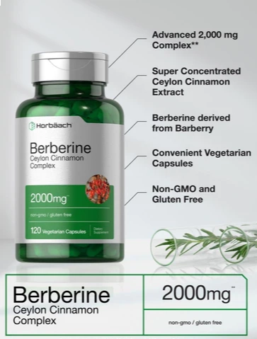 Berberina Plus com Canela, 2000mg, 120 cápsulas, Horbaach
