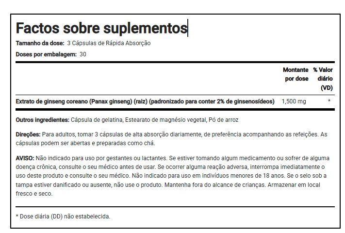 Ginseng coreano, Ginseng Panax 1500mg, 90 Cápsulas, PipingRock