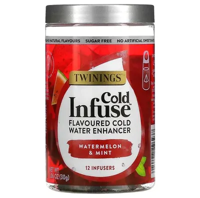 Chá Infusão Fria, Sabor Melancia e Hortelã, 12 infusores, 30g Twinings