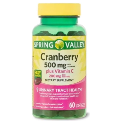 Cranberry 500mg com  Vitamina C 200mg, 60 Cápsulas, Spring Valley