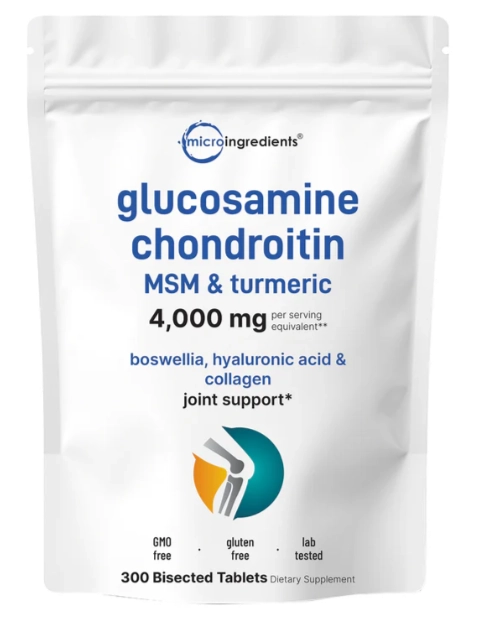 Glucosamina, Condroitina e MSM com Cúrcuma, 300 Comprimidos, Micro Ingredients