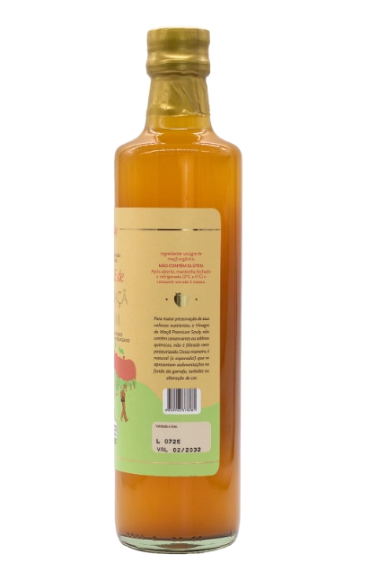 Vinagre de Maçã Orgânico Premium, Apple Cider Vinegar, 500ml, Souly