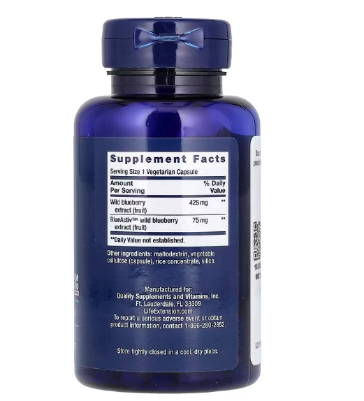 Blueberry Extract, Mirtilo 425mg, 60 Cápsulas, Life Extension